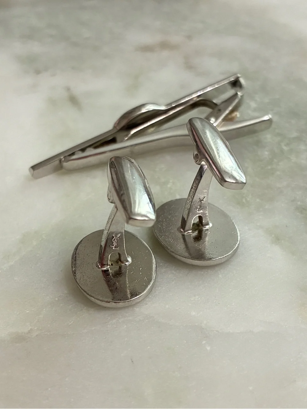💚 YSL Vintage Cuff Links & Tie Clip Set
